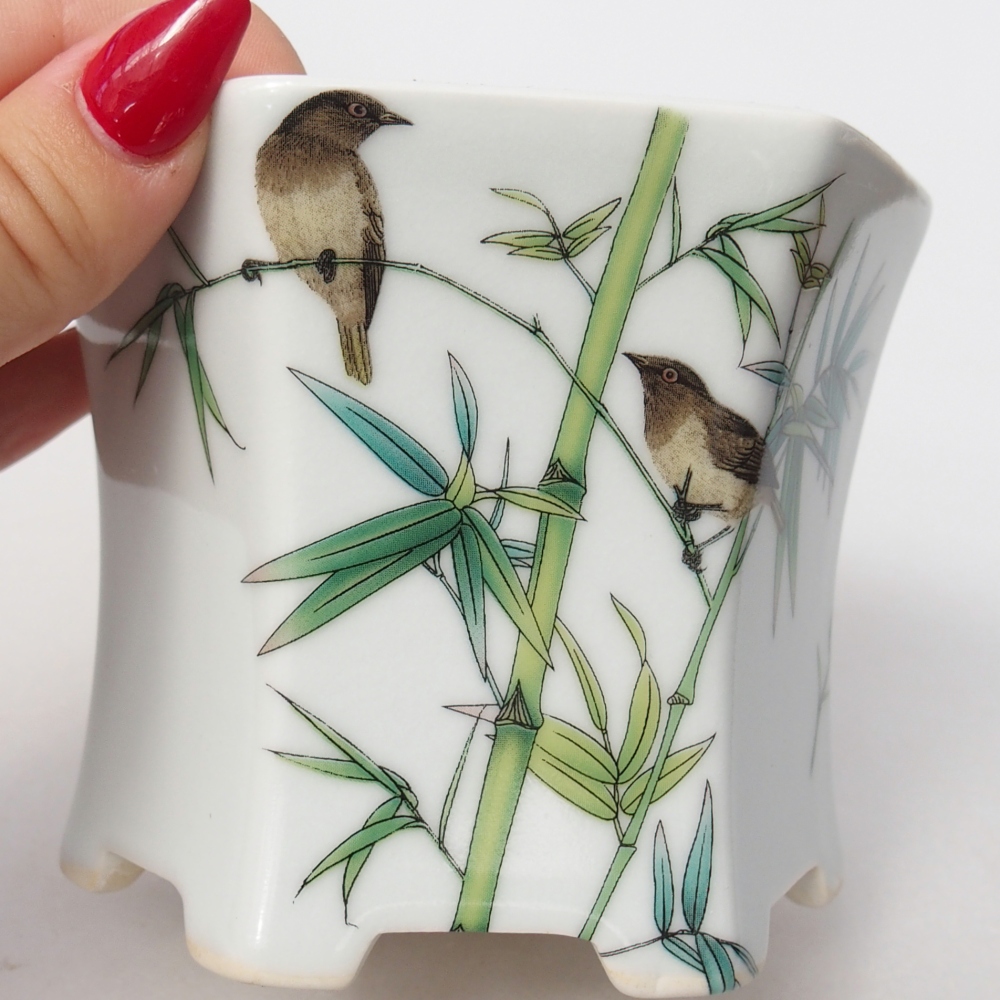 Bonsaischale aus Keramik 10,5 x 9,5 x 9 cm, Farbe weiß