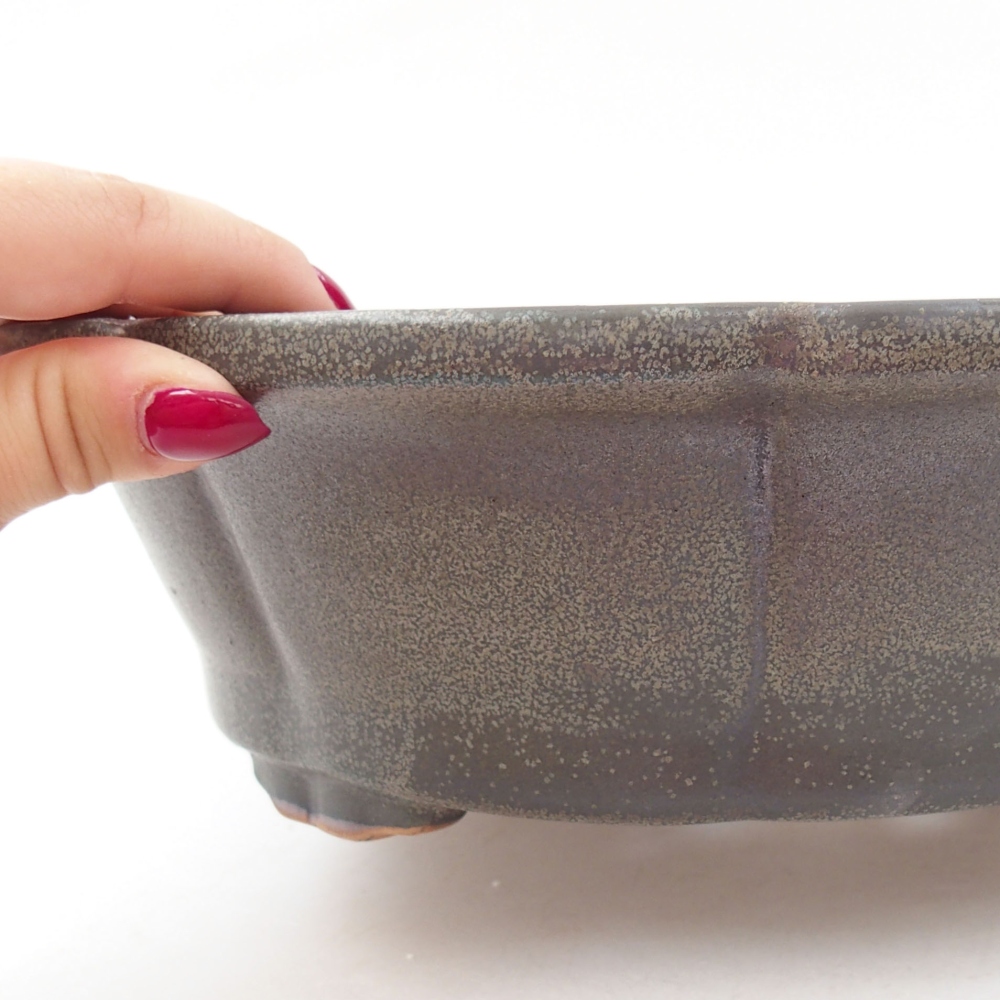 Keramik-Bonsaischale 26 x 26 x 8 cm, Farbe grau