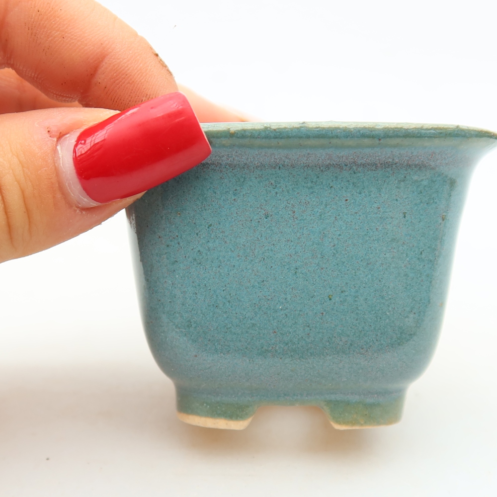 Bonsaischale aus Keramik 6,5 x 6,5 x 5 cm, Farbe blau