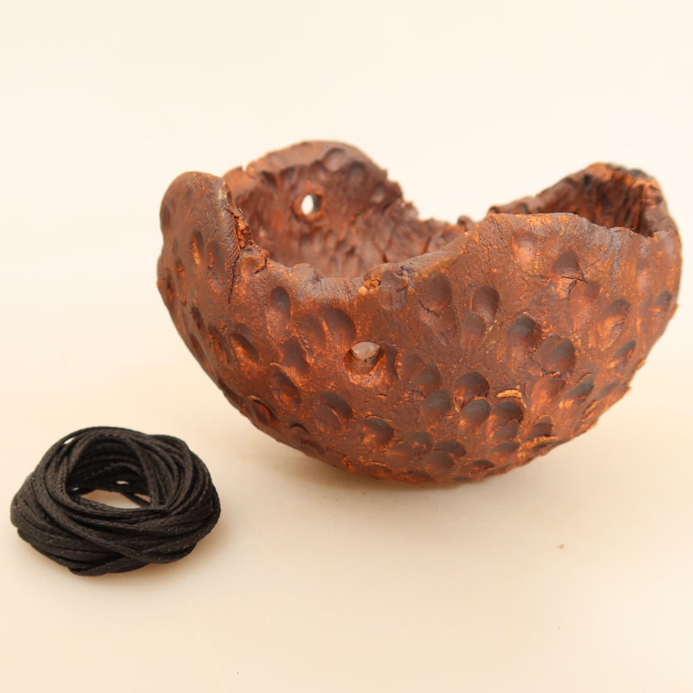 Keramikschale für Kokedama, 10 x 10 x 6,5 cm, Farbe: braun