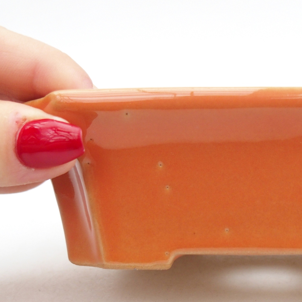 Bonsaischale aus Keramik 13 x 10,5 x 4 cm, orange