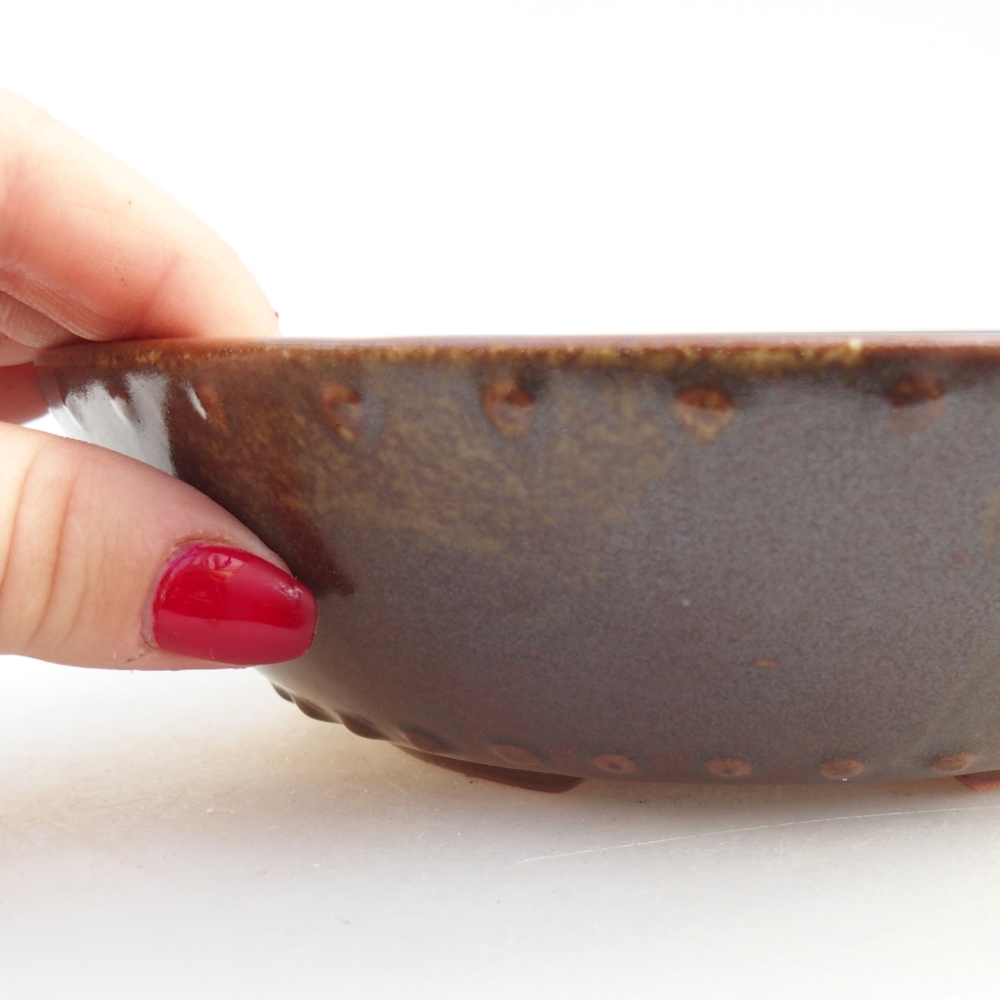 Bonsaischale aus Keramik 17,5 x 17,5 x 5 cm, braun