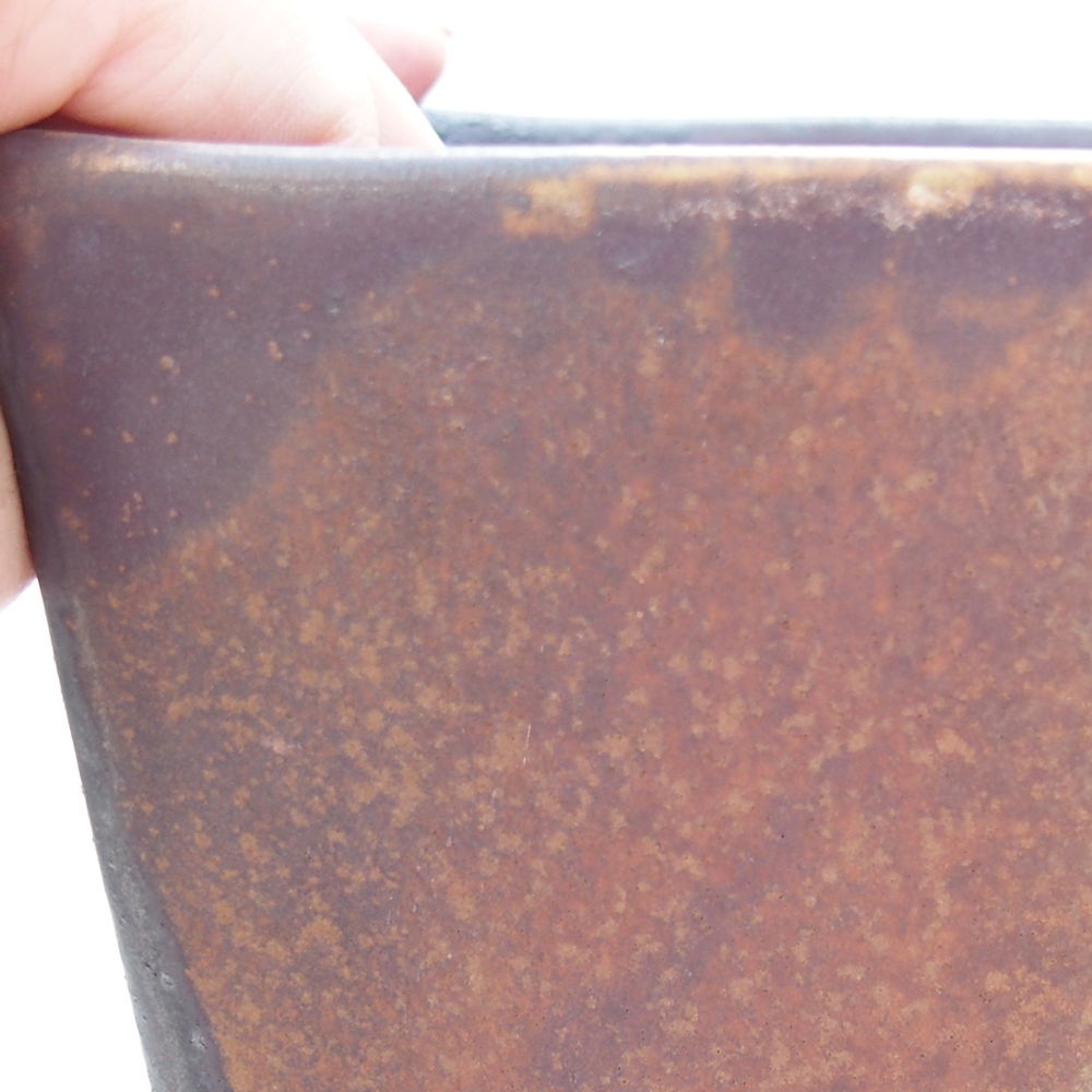 Bonsaischale aus Keramik 15 x 15 x 19 cm, Farbe braun-grün