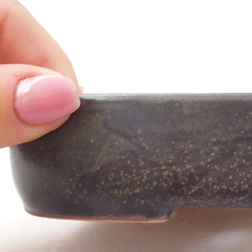 Keramik-Bonsaischale 16 x 11 x 3,5 cm, Farbe grau