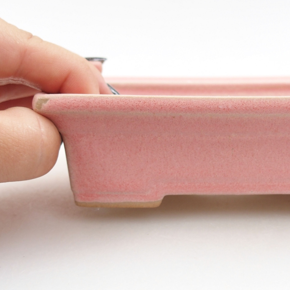 Keramik-Bonsaischale 13 x 10 x 4 cm, Farbe rosa