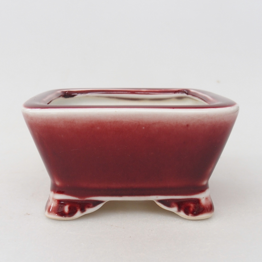Bonsaischale aus Keramik 9,5 x 9,5 x 5 cm, Farbe rot