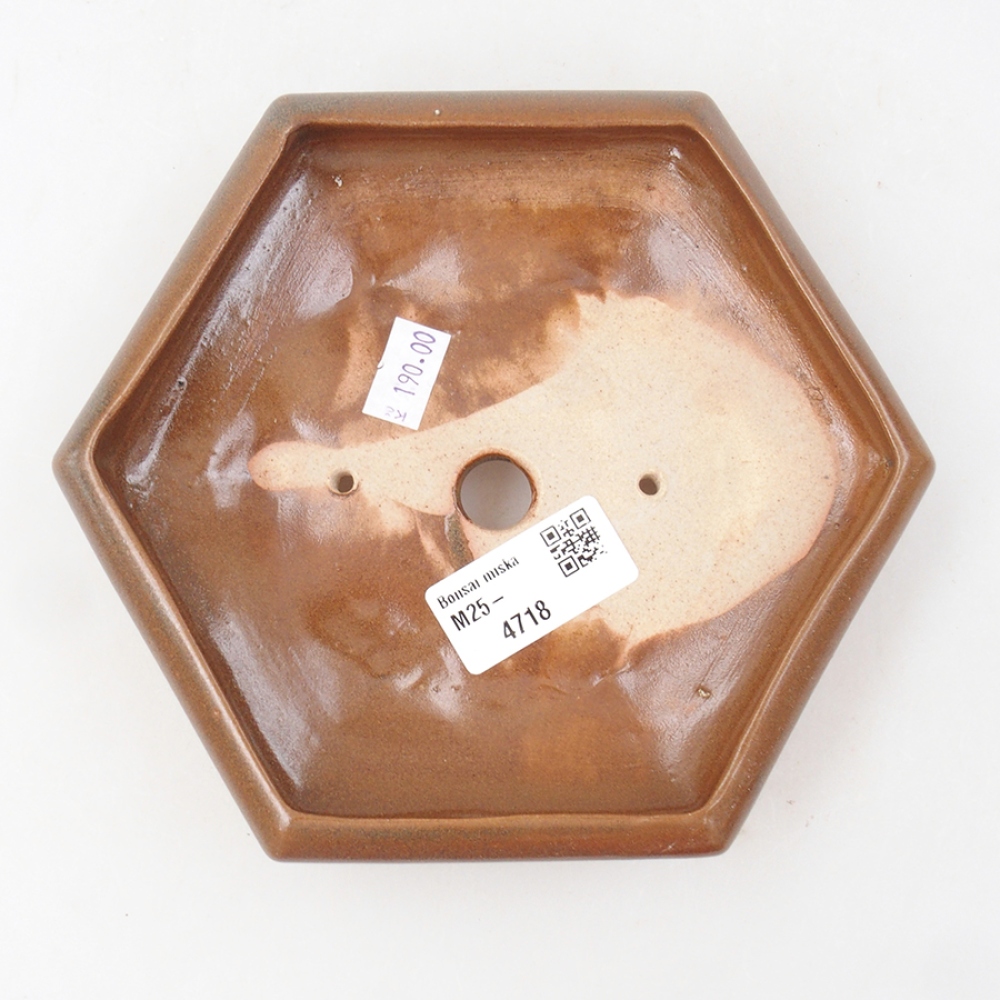 Keramik-Bonsaischale 17 x 15 x 4 cm, Farbe braun