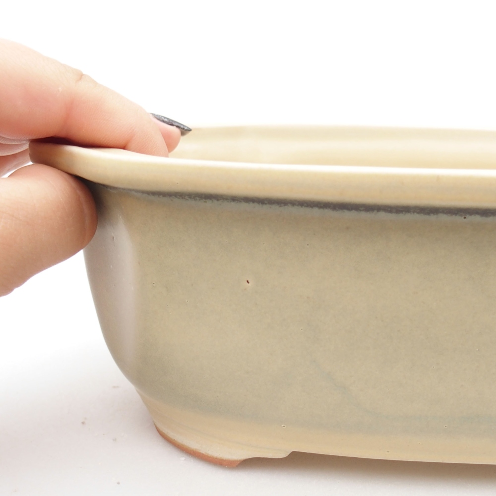 Keramik-Bonsaischale 22,5 x 17,5 x 7,5 cm, Farbe beige