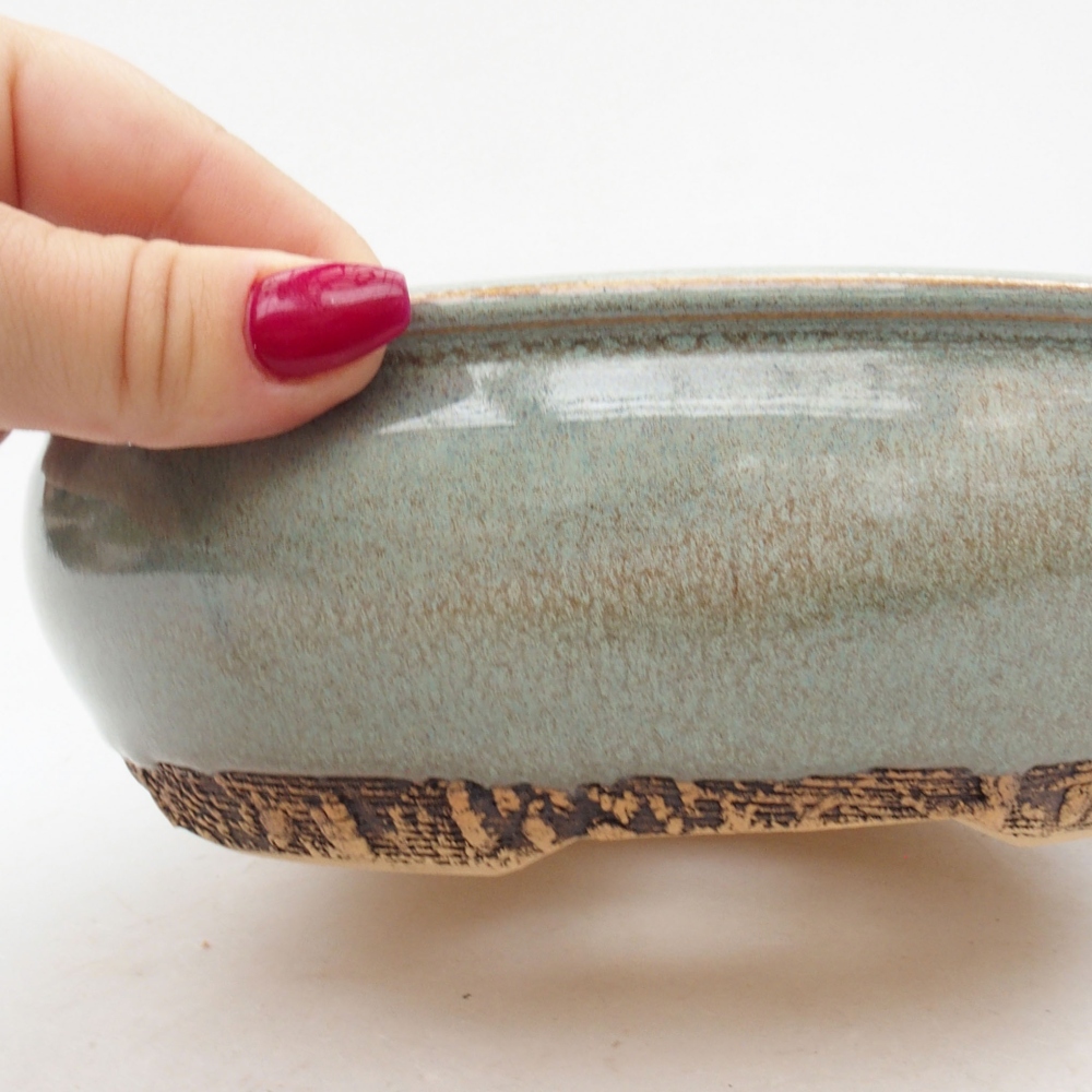 Keramik-Bonsaischale 19 x 19 x 6 cm, Farbe grün