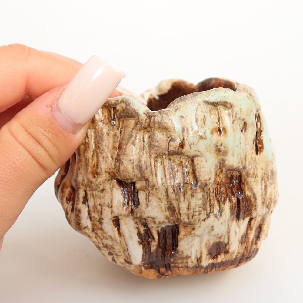 Keramikschale  7 x 7 x 6,5 cm, Farbe: weiß-braun