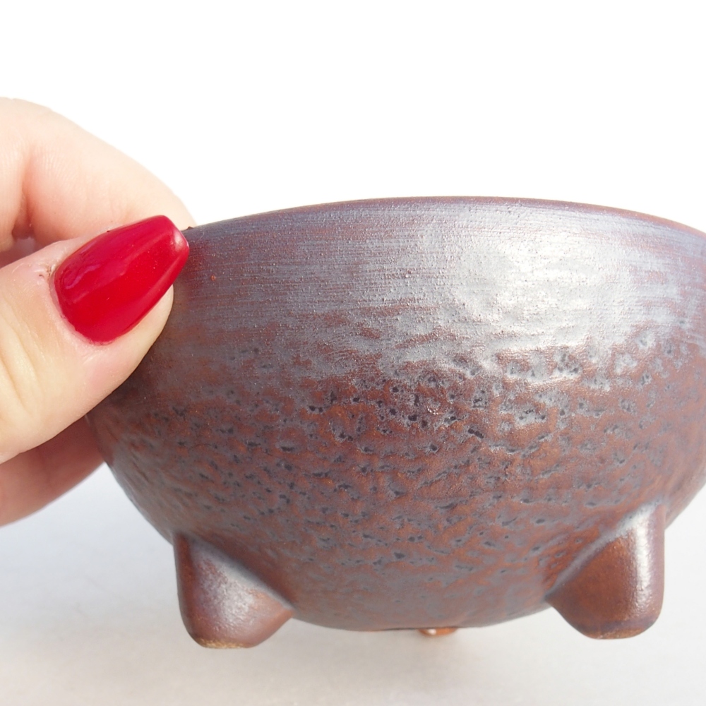 Bonsaischale aus Keramik 10 x 10 x 5 cm, metallfarben