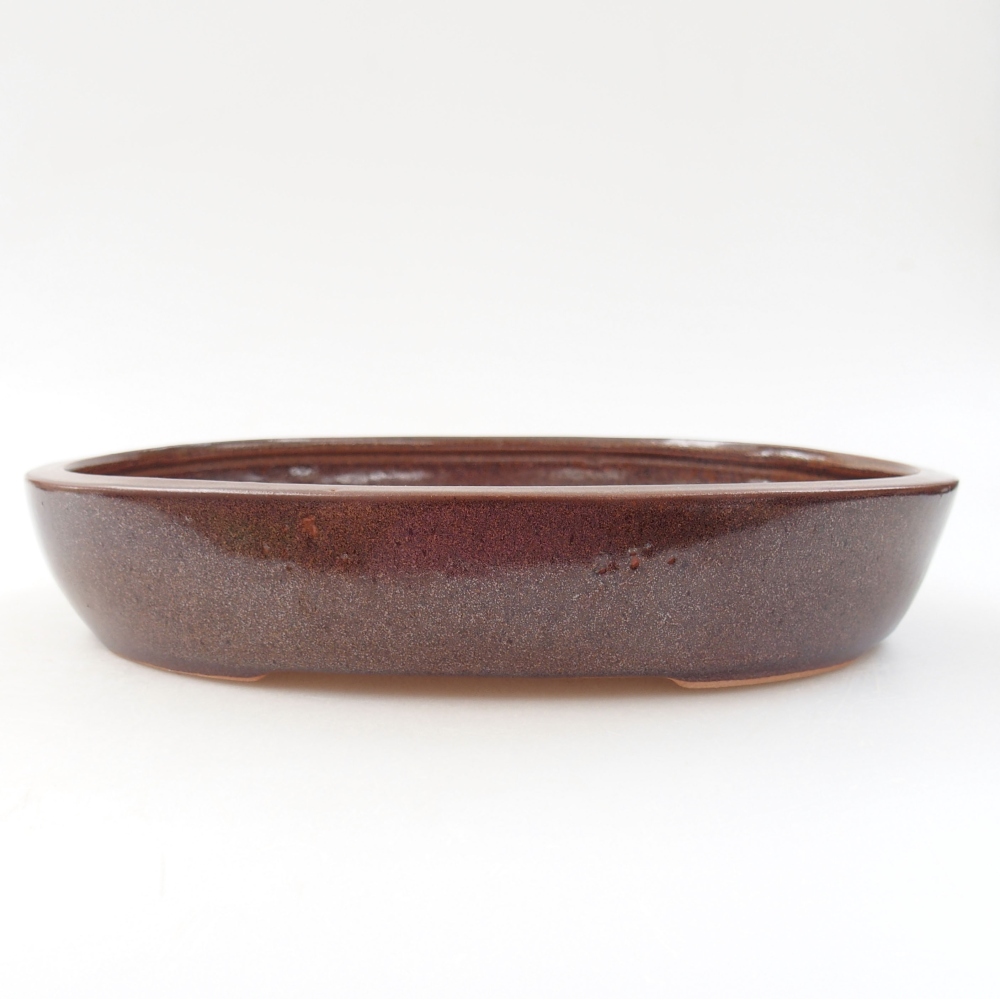 Keramik-Bonsaischale 22 x 17 x 4 cm, Farbe braun