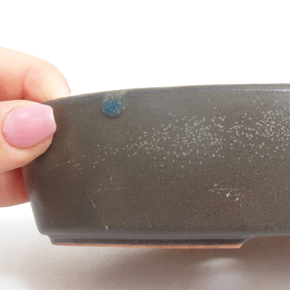 Keramik-Bonsaischale 16,5 x 11 x 4 cm, Farbe grau