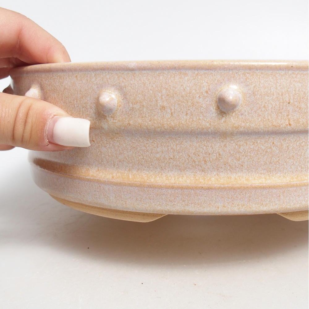 Bonsaischale aus Keramik 22 x 22 x 6,5 cm, Farbe beige