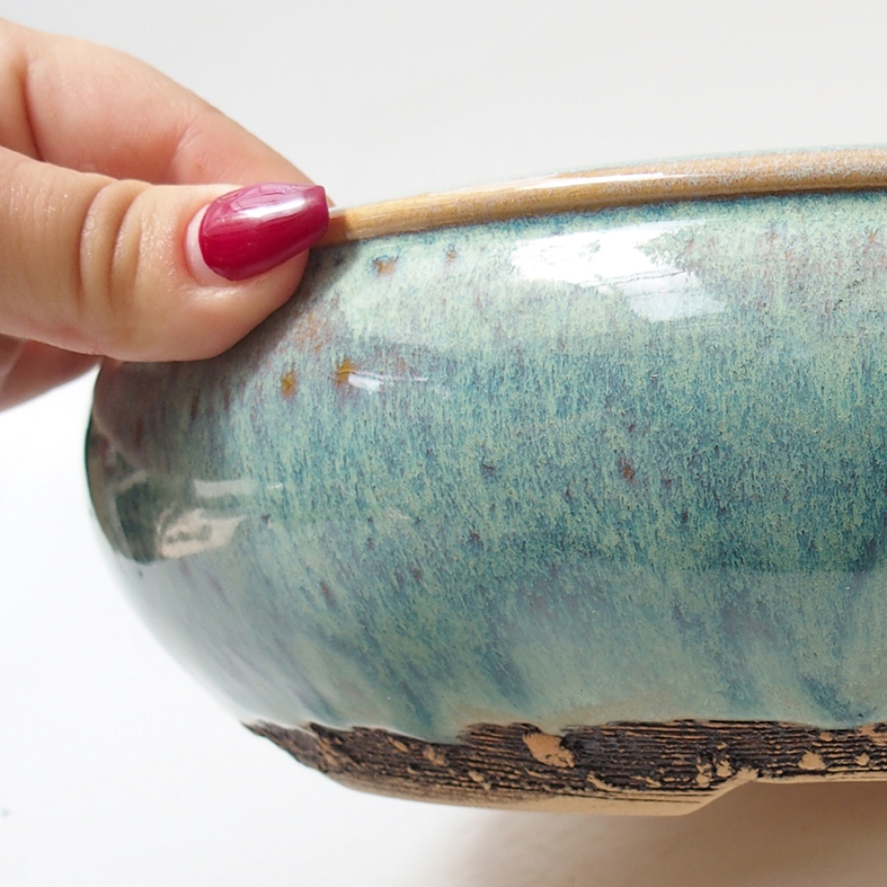 Keramik-Bonsaischale 27 x 27 x 7 cm, Farbe Grün