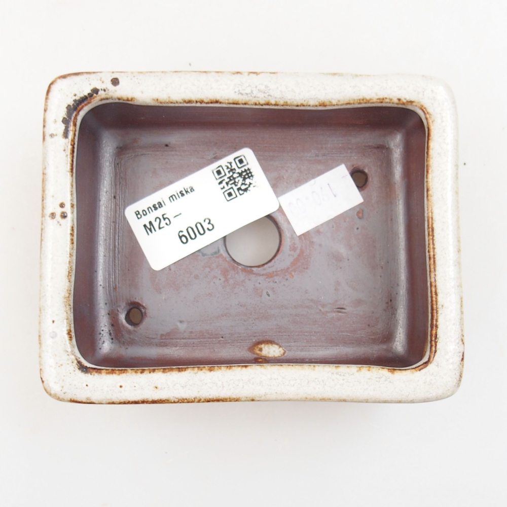 Keramik-Bonsaischale 10,5 x 8,5 x 3,5 cm, Farbe Weiß