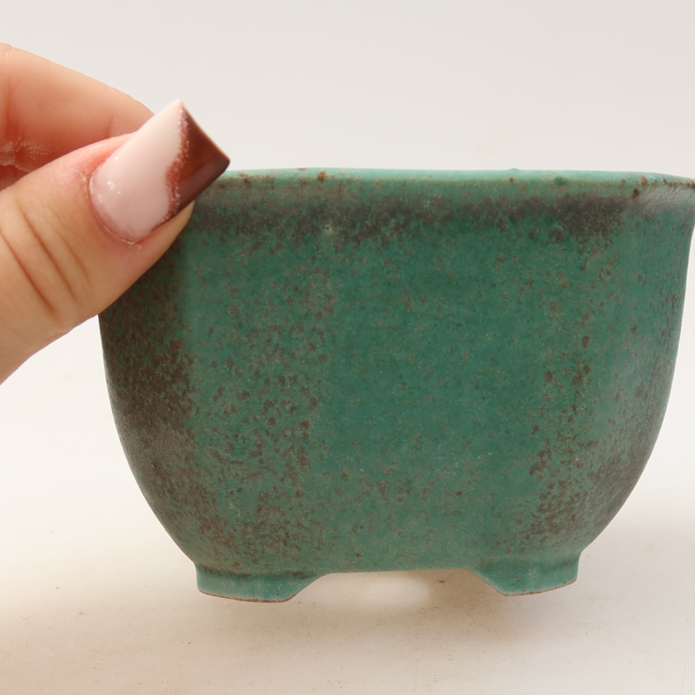 Keramik-Bonsai-Schale 10 x 10 x 6,5 cm, Farbe: grün