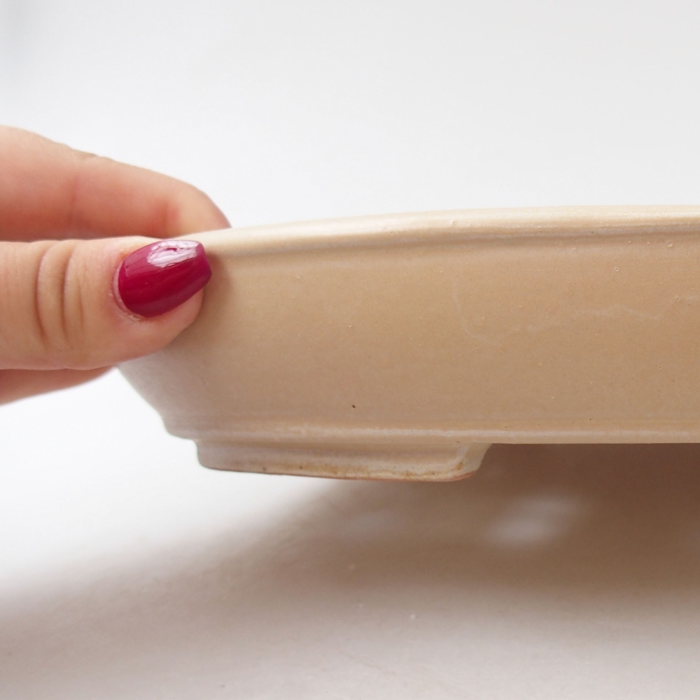 Keramik-Bonsaischale 24,5 x 20 x 4 cm, Farbe beige