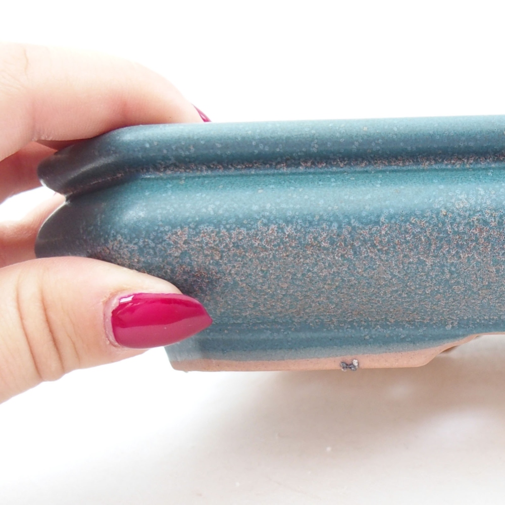 Keramik-Bonsaischale 18,5 x 13,5 x 4 cm, Farbe blau