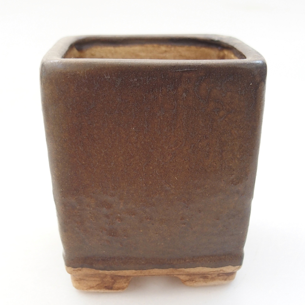 Bonsaischale aus Keramik 6,5 x 6,5 x 7 cm,  Farbe braun