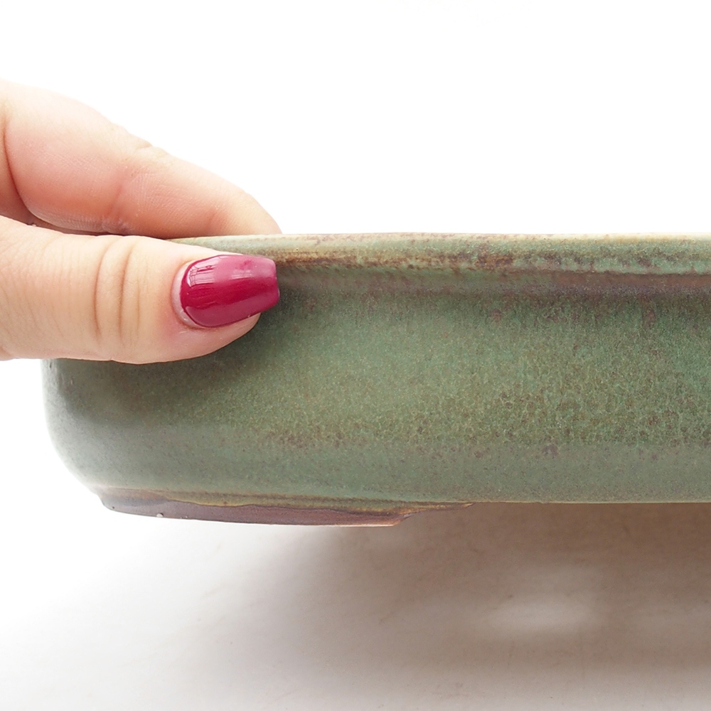 Bonsaischale aus Keramik 30 x 23 x 4,5 cm, Farbe grün