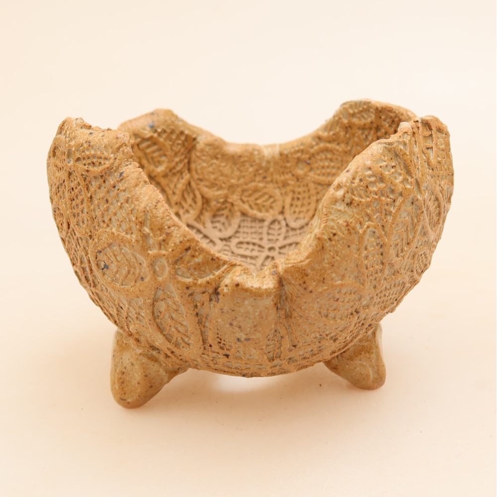 Keramische Schale 8,5 x 8,5 x 6 cm , Farbe beige