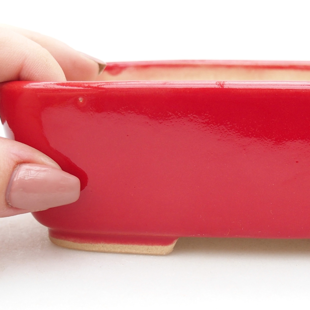 Bonsaischale aus Keramik 15 x 12 x 4,5 cm, Farbe rot