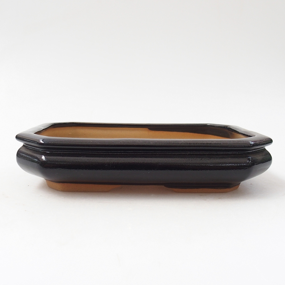 Keramik-Bonsaischale 19 x 13,5 x 4 cm, Farbe Schwarz