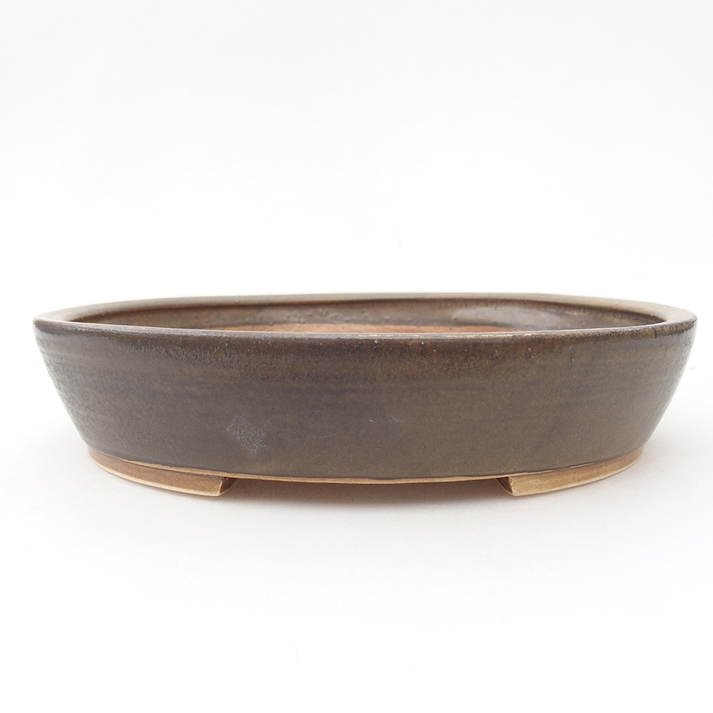 Keramik-Bonsaischale 20,5 x 18,5 x 4 cm, Farbe braun