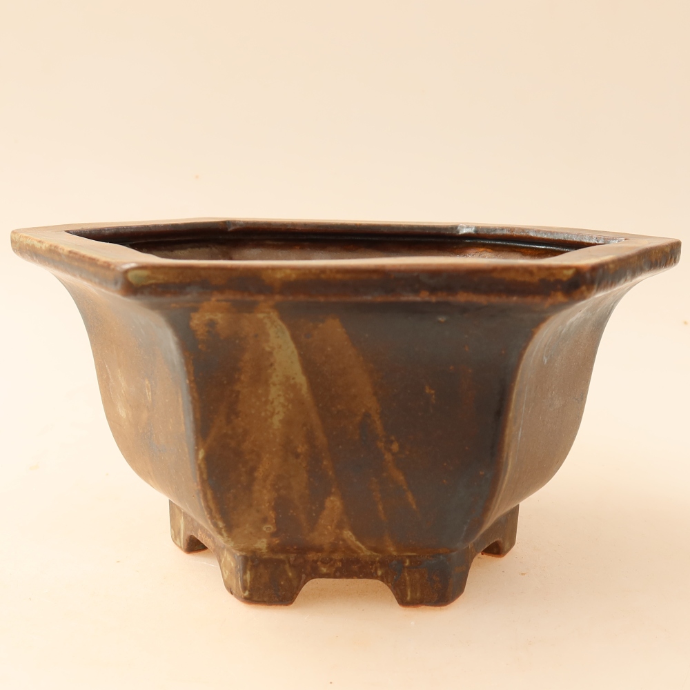 Bonsaischale aus Keramik 18,5 x 16,5 x 9 cm, braun