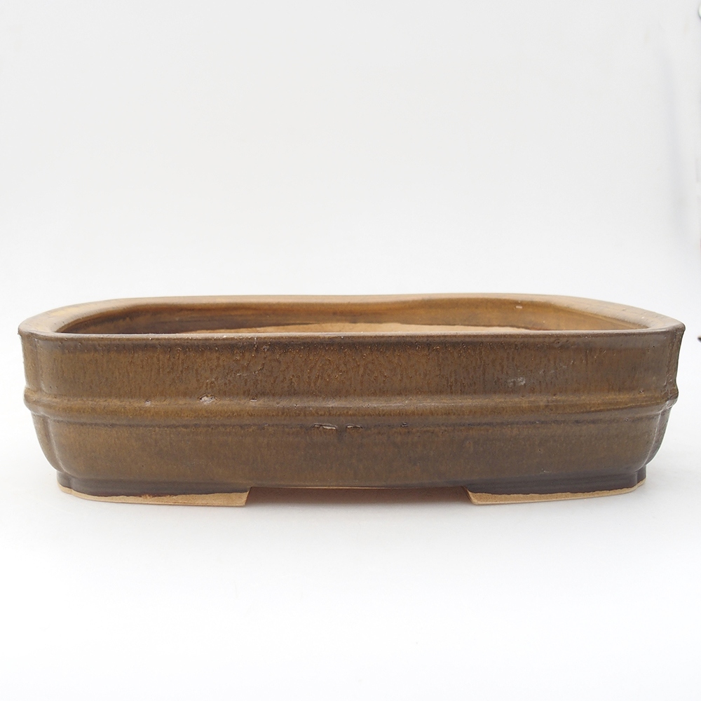 Keramik-Bonsaischale 29 x 23,5 x 7  cm, Farbe braun