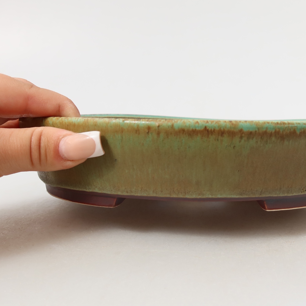 Bonsaischale aus Keramik 21 x 19 x 4,5 cm, grün