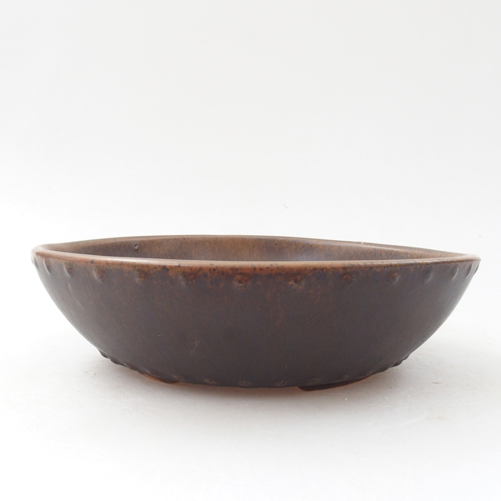Keramik-Bonsaischale 17,5 x 17,5 x 5 cm, Farbe braun
