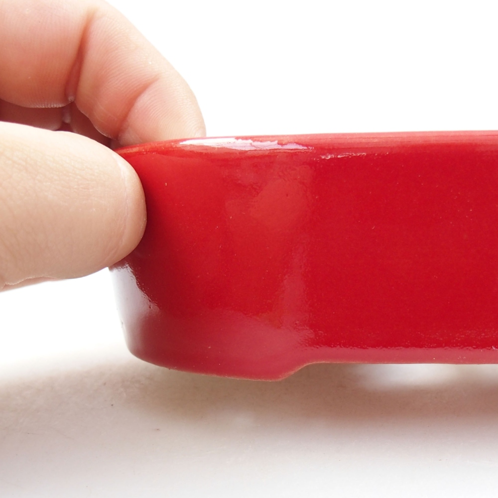 Keramik-Bonsaischale 13 x 10 x 4 cm, Farbe rot