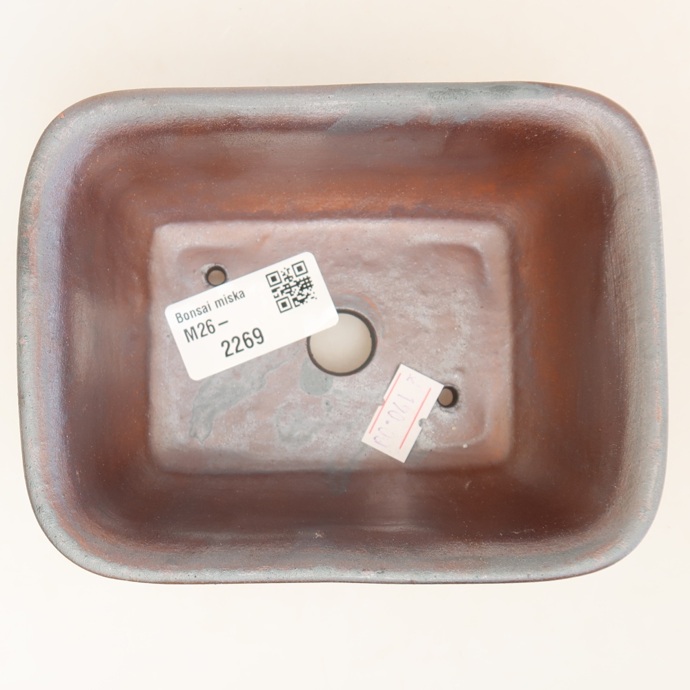 Bonsaischale aus Keramik 13,5 x 10,5 x 6 cm, metallfarben