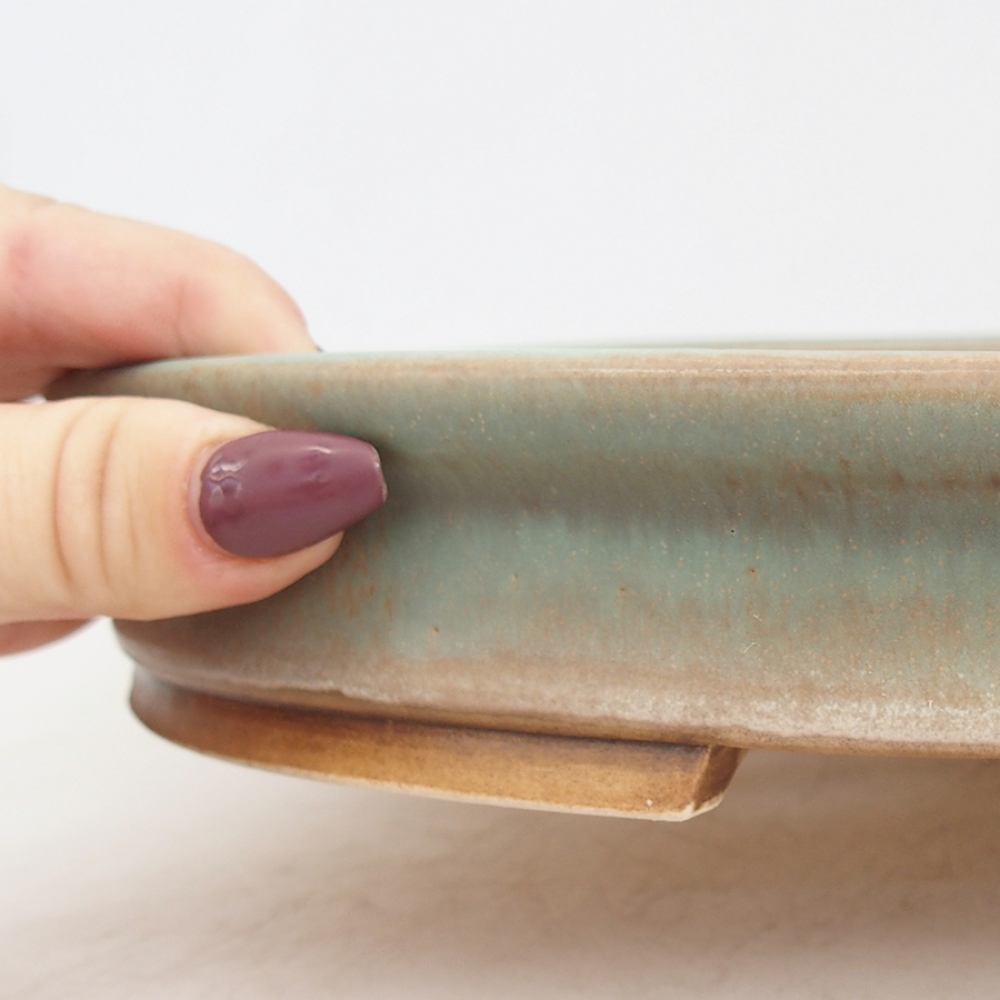 Keramik-Bonsaischale 30 x 26 x 4 cm, Farbe zielony