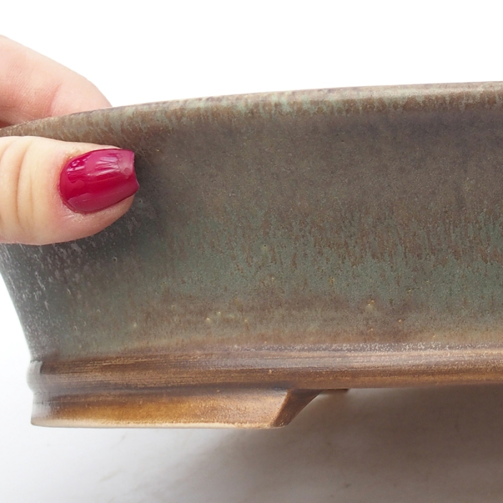 Keramik-Bonsaischale 28 x 25 x 6 cm, Farbe Grün
