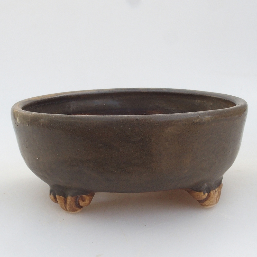 Bonsaischale aus Keramik 10,5 x 10,5 x 4,5 cm, Farbe braun