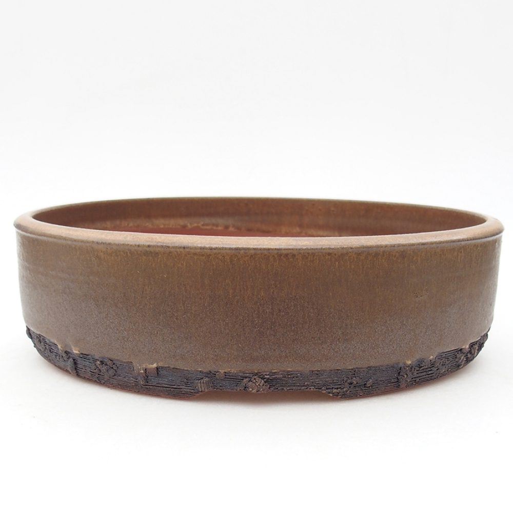 Keramik-Bonsaischale 24,5 x 24,5 x 6 cm, Farbe braun