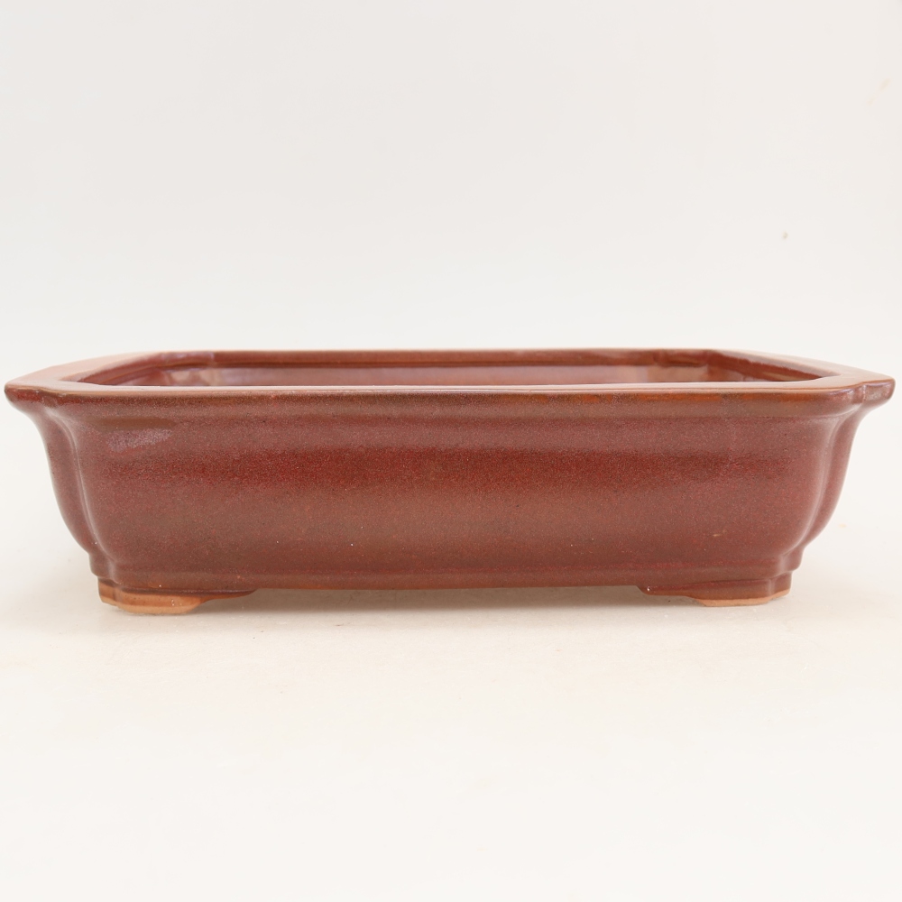 Keramik-Bonsai-Schale 27,5 x 21,5 x 7 cm, Farbe: weinrot