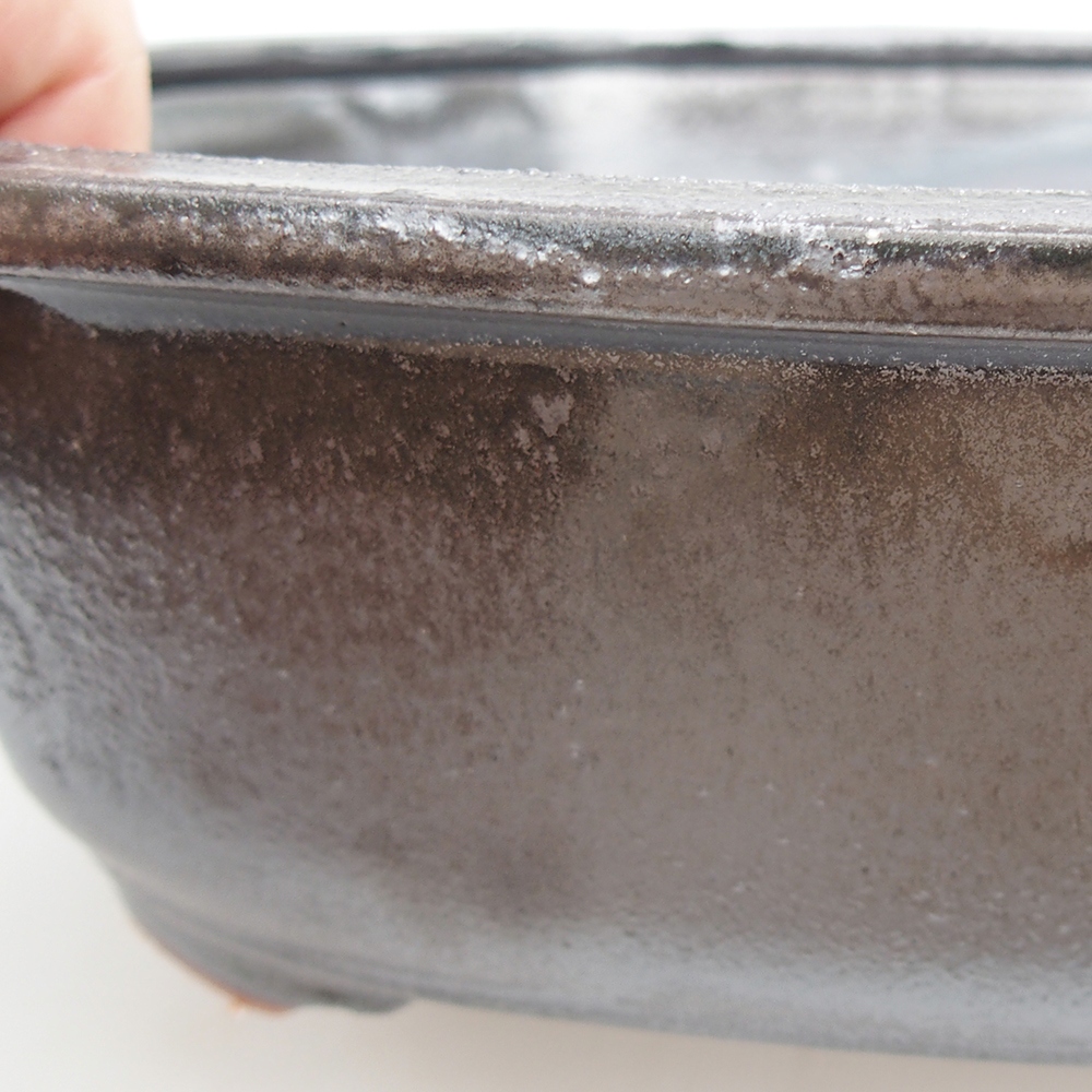 Bonsaischale aus Keramik 24 x 19,5 x 7 cm, metallfarben