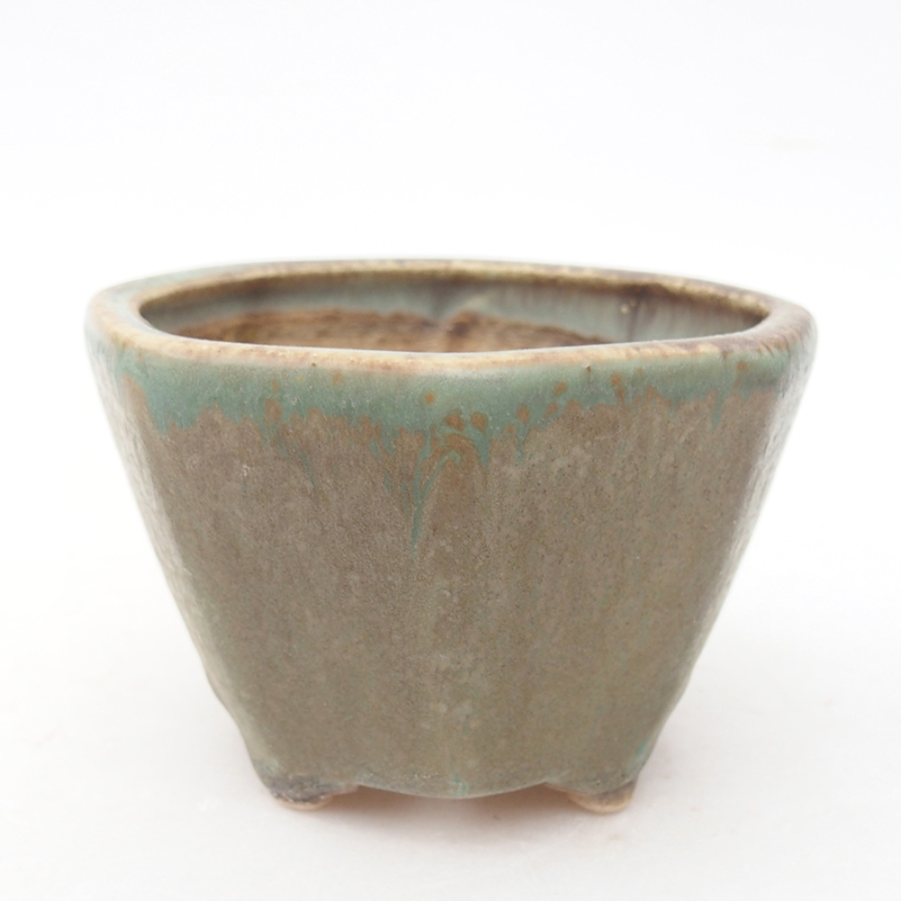 Bonsaischale aus Keramik 8,5 x 8,5 x 6 cm, Farbe Grün