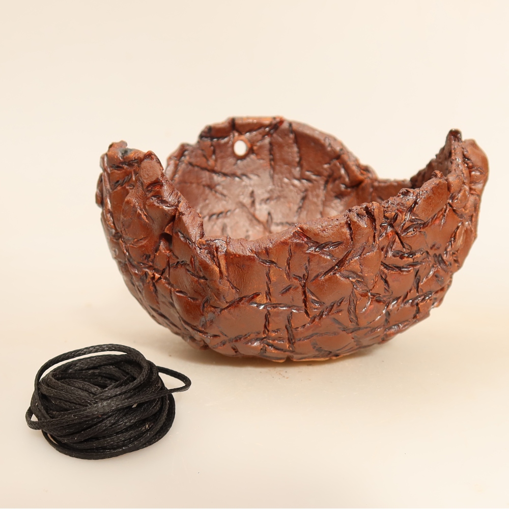Keramikschale für Kokedama, 12,5 × 12 × 7 cm, Farbe: braun