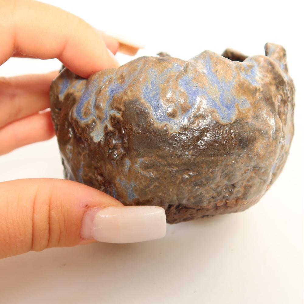 Keramikschale  7,5 x 7,5 x 5,5 cm, Farbe: blau-braun