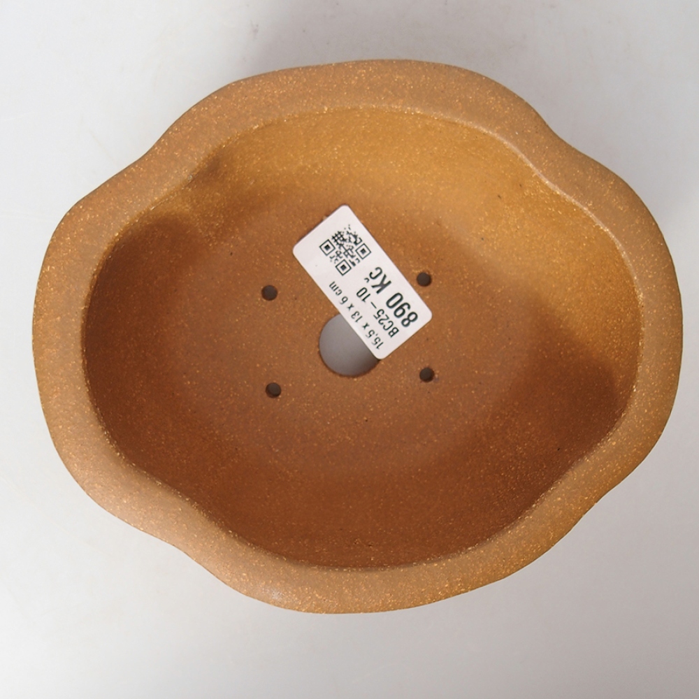 Keramik-Bonsaischale 15,5 x 13 x 6 cm, Farbe Ocker