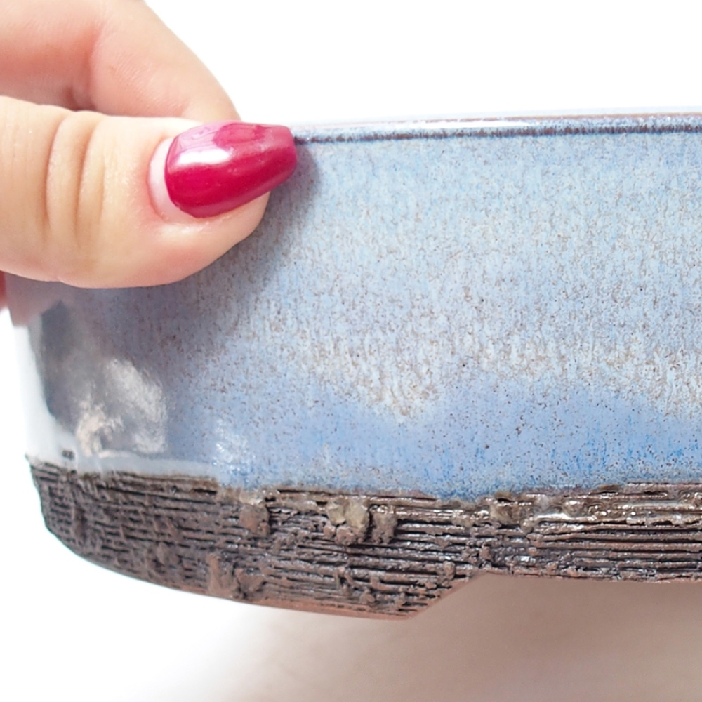Keramik-Bonsaischale 24 x 24 x 6 cm, Farbe blau