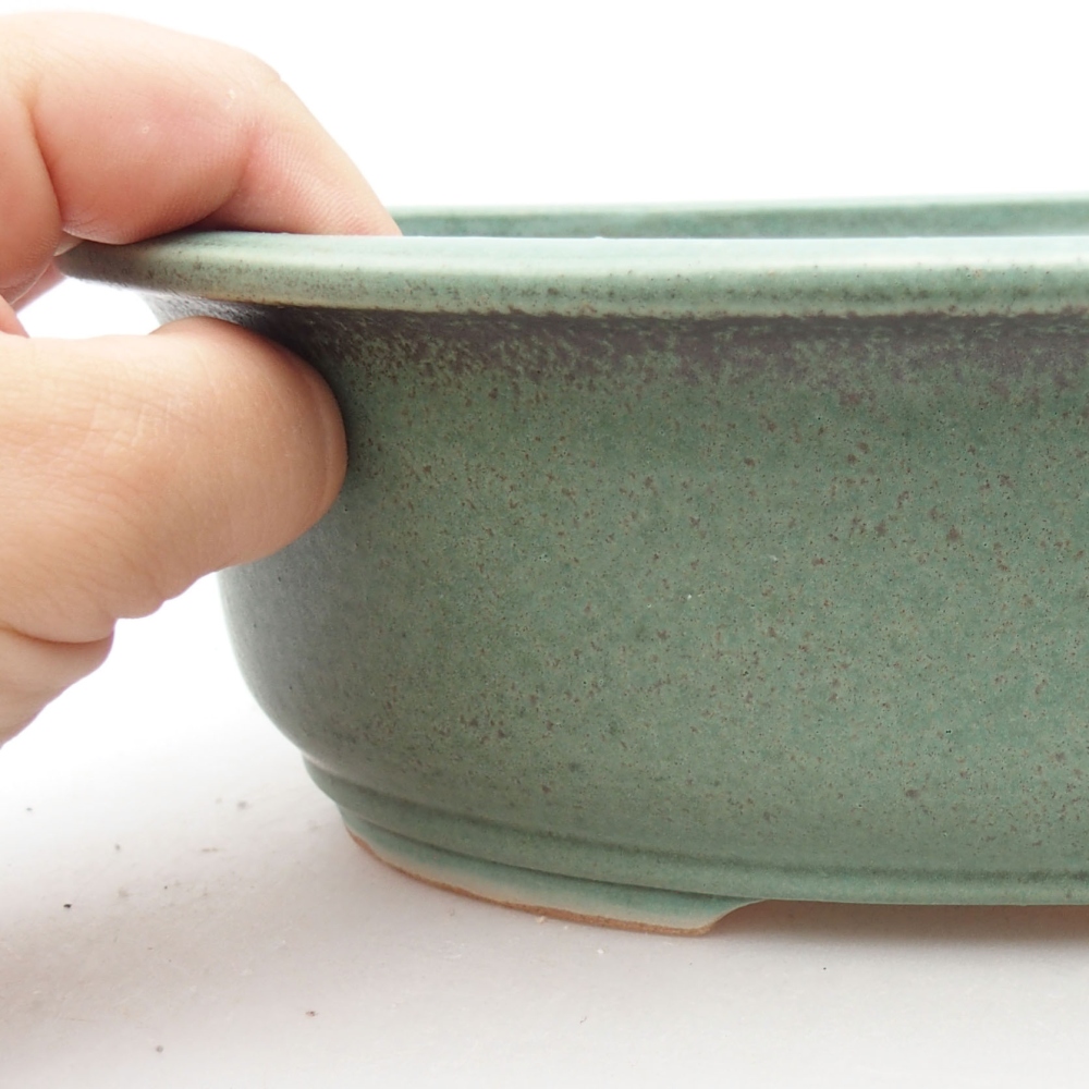 Keramik-Bonsaischale 23 x 19,5 x 7 cm, Farbe Grün