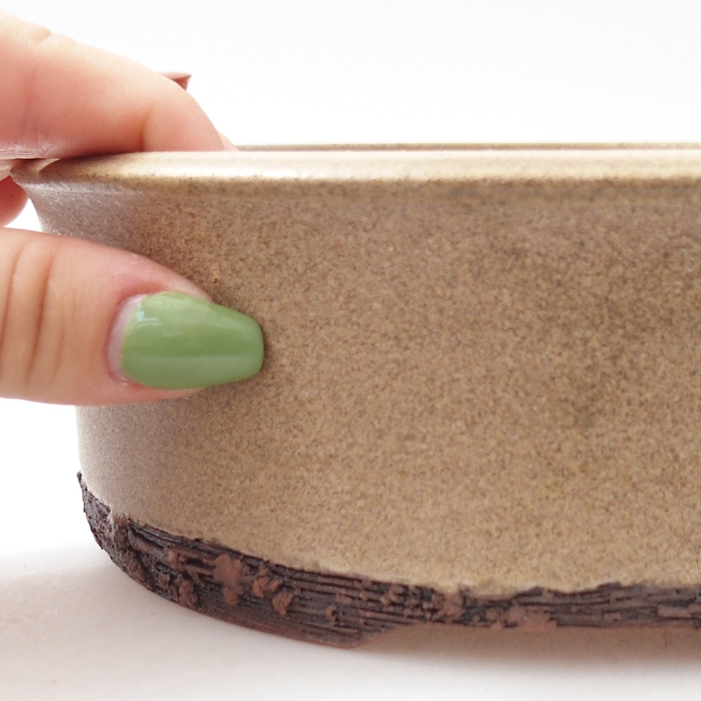 Bonsaischale aus Keramik 17 x 17 x 6 cm, Farbe beige