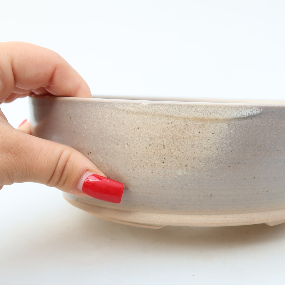 Bonsaischale aus Keramik 19,5 x 19,5 x 6,5 cm, Farbe beige