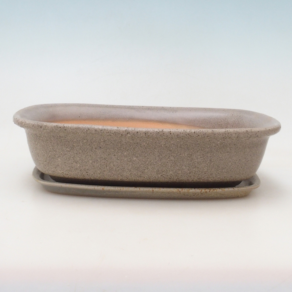Bonsai-Schale + Unterschale H08 – 25 x 19,5 x 6 cm. – beige